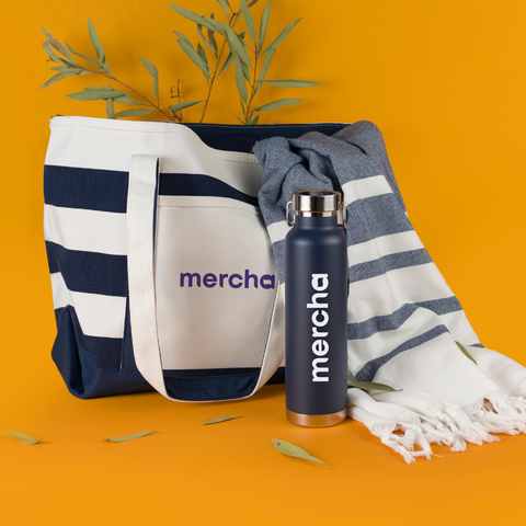 Branded beach towel and beach pack