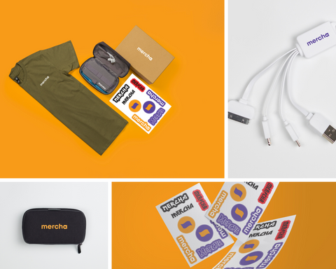 Branded tech products merch pack