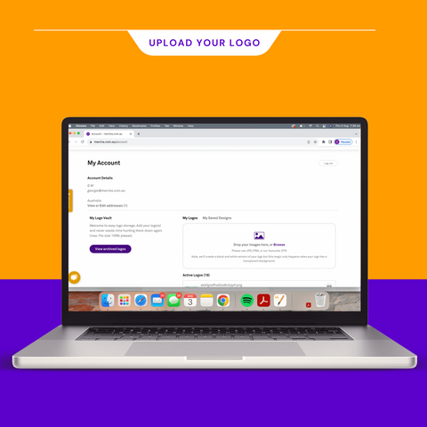 Upload your logos under 'My Account'