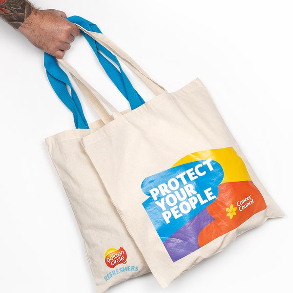 Digital Printing Example on Branded Tote Bags for Cancer Council - Mercha