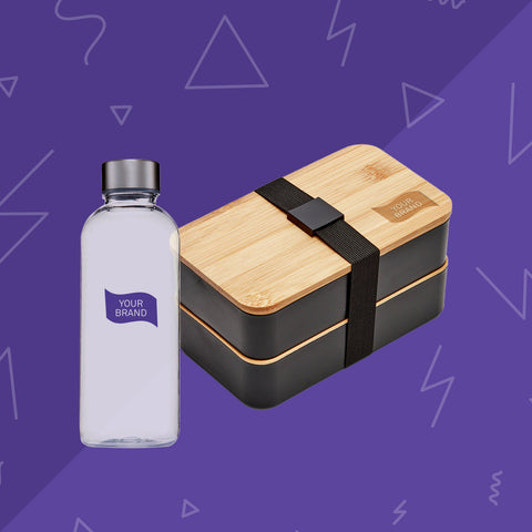 Company branded lunch box and water bottle - mercha.com.au