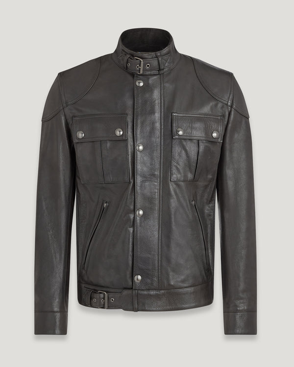 Men's Hand Waxed Leather Gangster Jacket in Black | Belstaff US