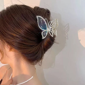 LANFUBEISI Simulation Butterfly Hair Clip For Women Fashion Rhinestone Metal Hair Claw Barrettes Hairpin Hair Accessories Headwear - LANFUBEISI