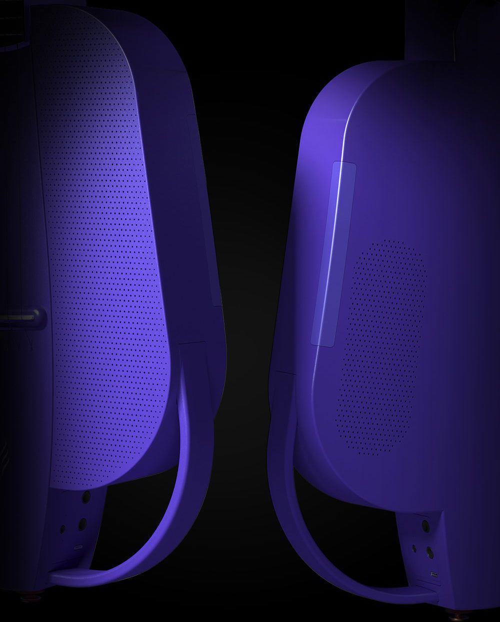 Back view of the purple enya Nexg 2 Silent guitar