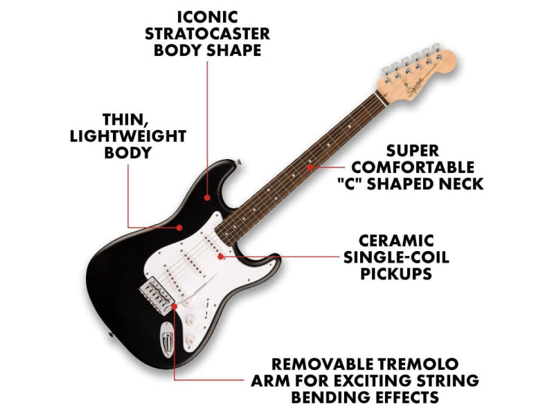 Đàn Guitar Điện Squier Debut Series Stratocaster SSS, Black.