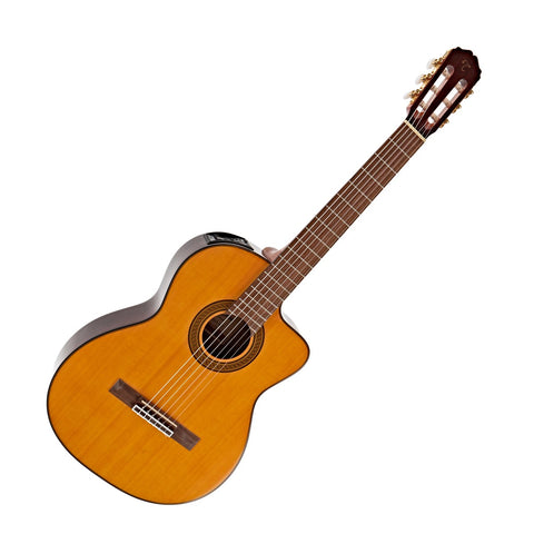 The Takamine GC5CE is designed for performance, with a solid Spruce top, Rosewood back and sides, and a TP-4P pickup system.