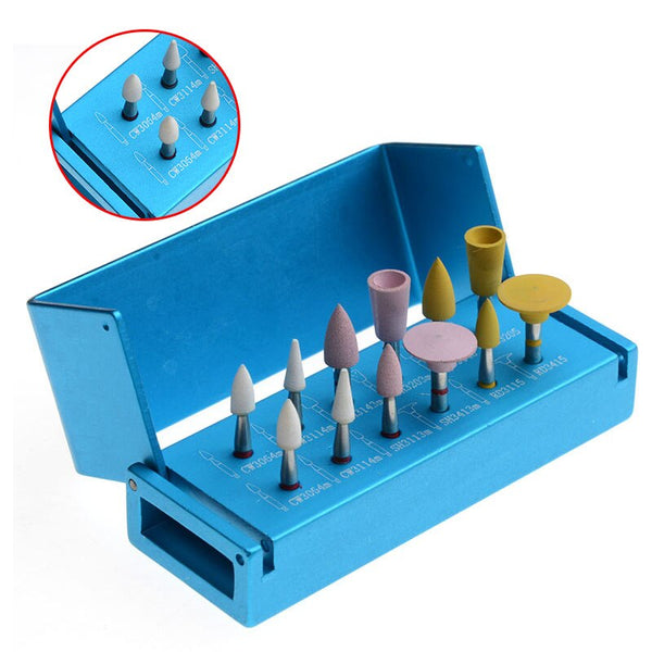 YWBL-WH 6 Pcs Mixed Dental Composite Resin Polishing Disc Kit Spiral Brush  Burs with Plastic Storage Box