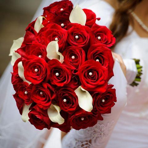 Romantic Red Bridal Bouquet – Bunches Direct USA