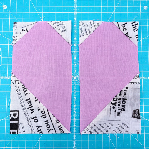 Two pieces of the heart ready to be sewn together