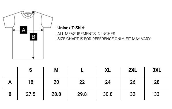 T-SHIRT SIZE CHART (GIL_64000) - Tegan and Sara Store