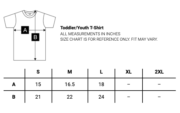 T-SHIRT SIZE CHART (LAT_Toddler/Youth) - Tegan and Sara Store