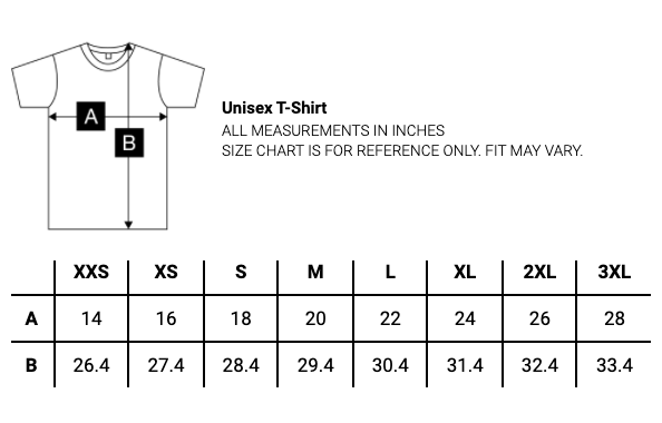 T-SHIRT SIZE CHART (RR_T-Shirt) - Tegan and Sara Store