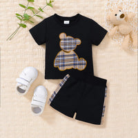 Baby Bear Graphic Round Neck Tee and Short Set - Image #1