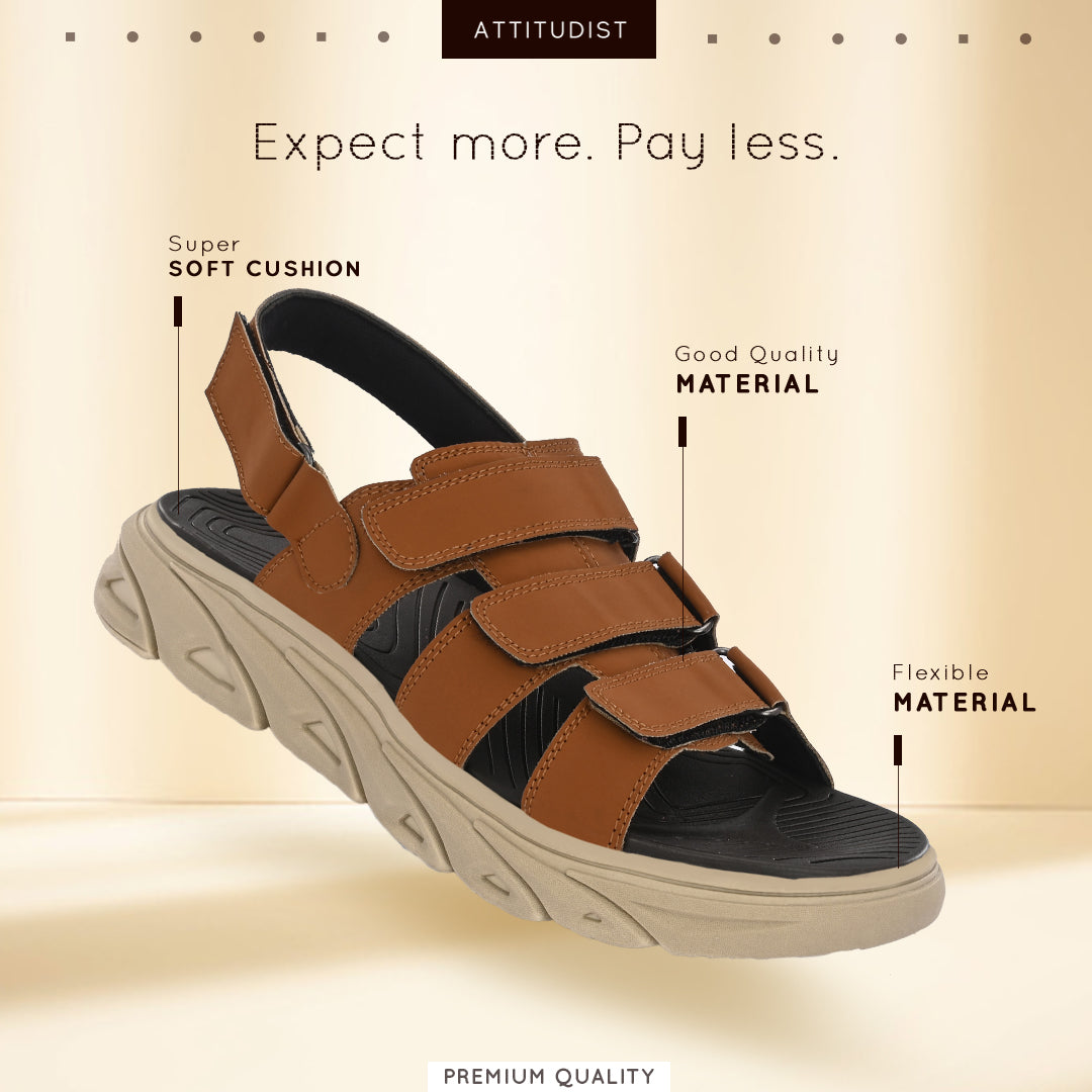 Attitudist Handcrafted Tan Sports Sandal For Men - ATTITUDIST