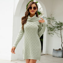 Load image into Gallery viewer, Pullover Swiss-Dot Turtleneck Slit Knitted Mini Dresse
