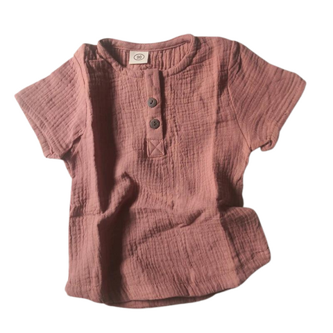 UNISEX KIDS LINEN TSHIRT - DUSTY PINK