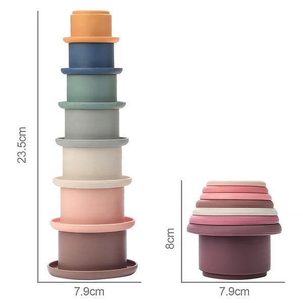 SILICONE STACKING CUPS (BROWN)