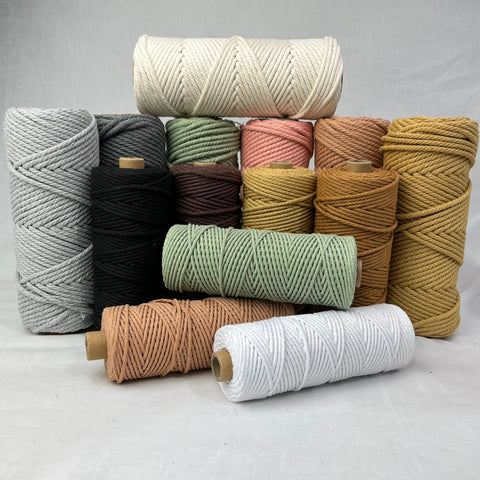Macrame Cord Twist Soft Coloured , 3 Strand , 2 mm Twisted Cotton Cord,  Yarn