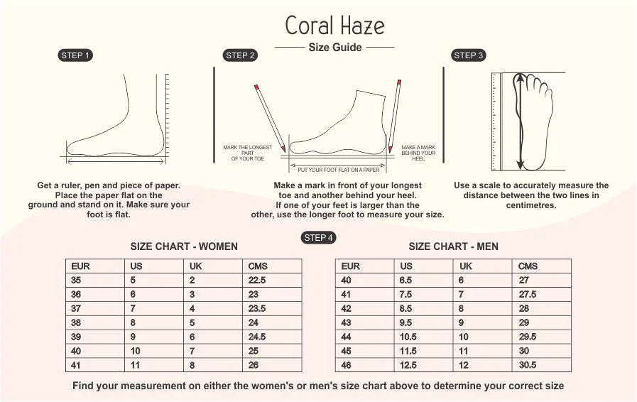 handcrafted shoes coral haze dubai size chart