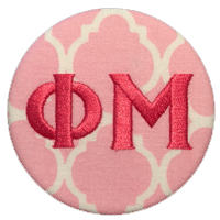 Phi Mu | fabric sorority button | Pink Quatrefoil | Tailgate Creations