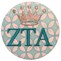Zeta Tau Alpha | pin back crown button | Teal Pattern fabric | Tailgate ...