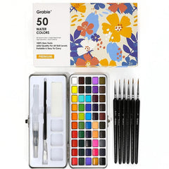 Premium Watercolor Set Of 50 With Brush