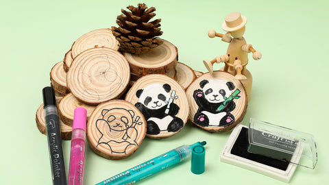 How to Draw a Panda on Wood Slices