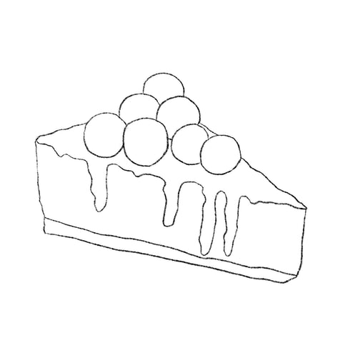 Sketch a Blueberry Cheesecake with a pencil