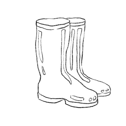 Step 1: Outline the Rain Boots Carefully