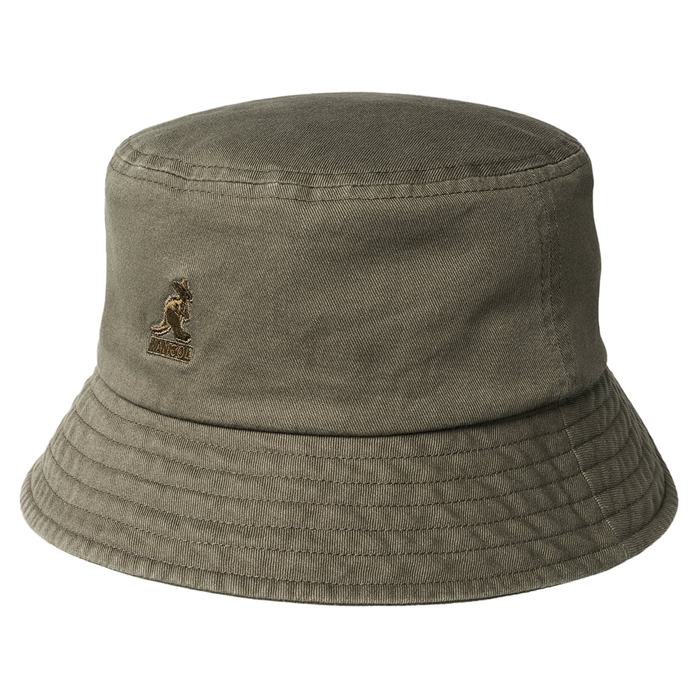 Sombrero de pescador de algodón lavado de Kangol - Verde Oliva