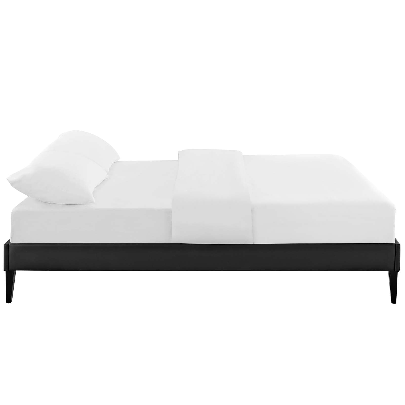 Tessie Full Vinyl Bed Frame with Squared Tapered Legs MOD-5896 Black