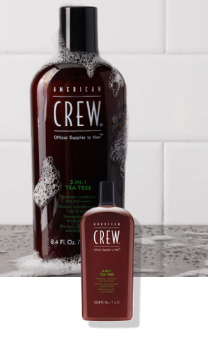   American Crew Men 3-IN-1 Tea Tree Shampoo, Conditioner and Body Wash