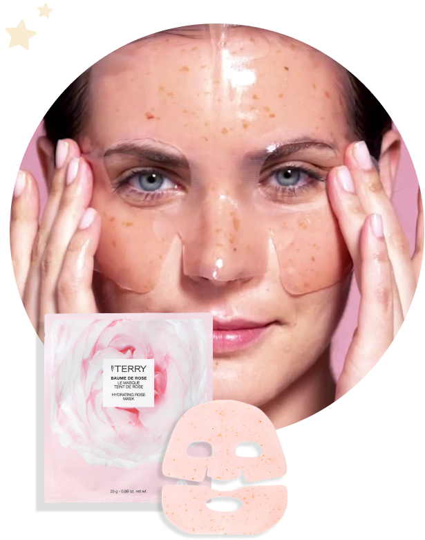 Reinvigorate and hydrate your skin, post exfoliation, with a treatment mask.  By Terry Baume De Rose Hydrating Rose Sheet Mask