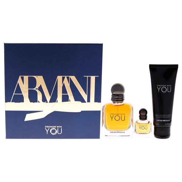 Giorgio Armani Emporio Armani Stronger With You by Giorgio Armani for Men -  3 Pc Gift Set  EDT Spray,  EDT Splash,  All Over Body Shampoo  – Fresh Beauty Co.