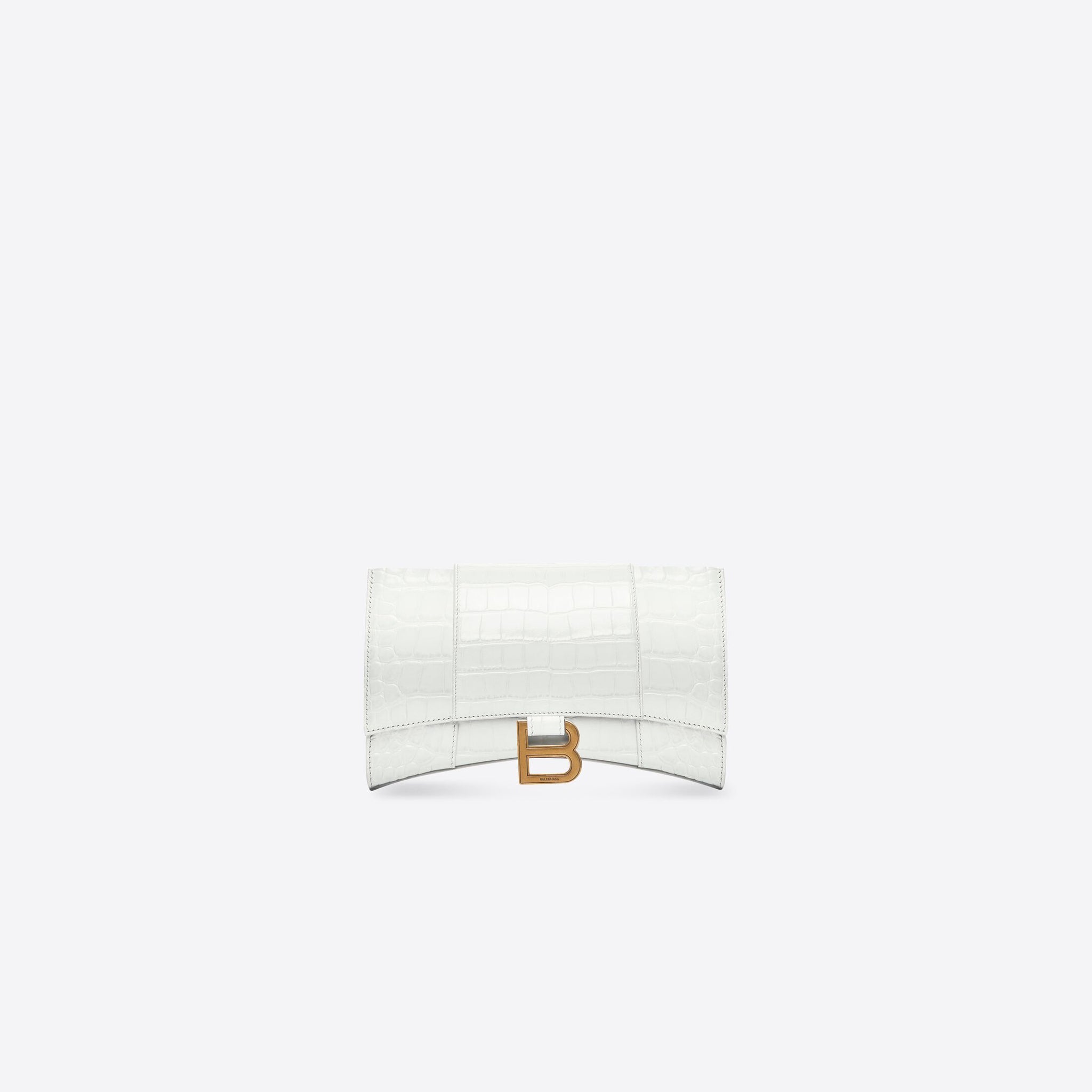 women's hourglass wallet on chain in white