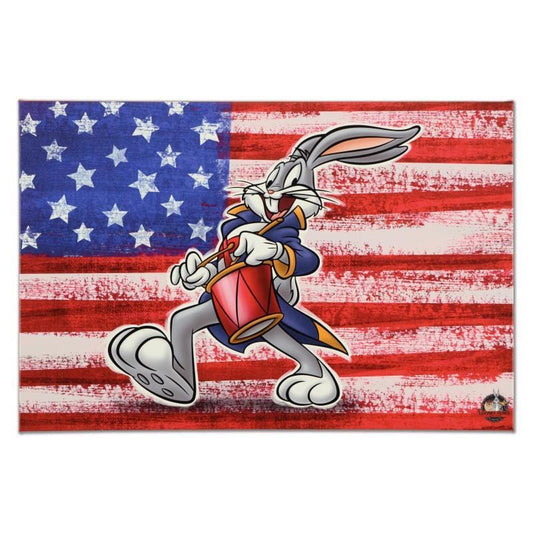 Bugs Bunny at Bat for the Yankees Warner Bros Embosses Lithograph