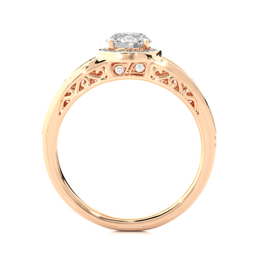 Split Shank Round-Cut Halo Moissanite Ring rose gold