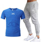 Men's Sports Suit Cotton Short-sleeved Jogging Pants Suit