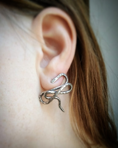 La Tendresse Des Loups Boucles d'oreilles Naga en argent recyclé Bijoux Serpents Créations mythologie