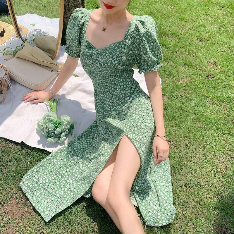 Floral Green Dress – SEOUL STYLEZ