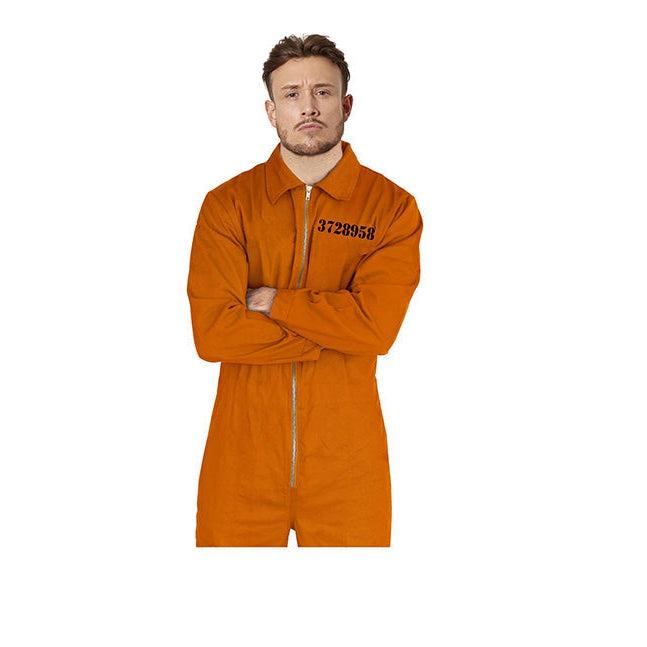 Adult Mens Orange Prisoner Jumpsuit Convict Boiler Suit Fancy Dress The Online Toy Store 2394