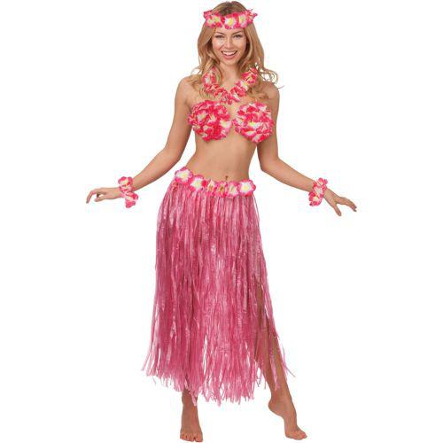 COCONUT BRA Adult Hawaiian Fancy Dress Costume Beach Party Ladies Outfit  Flowers