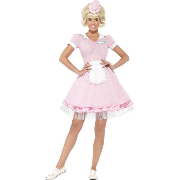 Ladies Pink Diner Girl 50s Costume Fancy Dress Grease Rock Roll Outfit -  The Online Toy Store