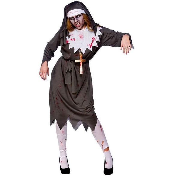 Ladies Zombie Nun Costume Satanic Sister Halloween Fancy Dress Womens - The  Online Toy Store