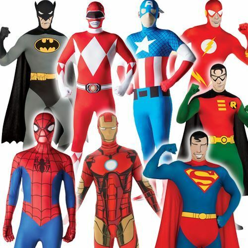 Mens 2nd Skin Superhero Full Body Suit Bodysuit Fancy Dress Costume Ad -  The Online Toy Store