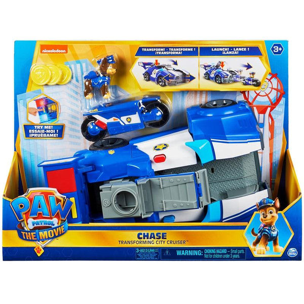 Paw Patrol Chases 2-in-1 Transforming Movie City Cruiser Toy Car with Motorcycle