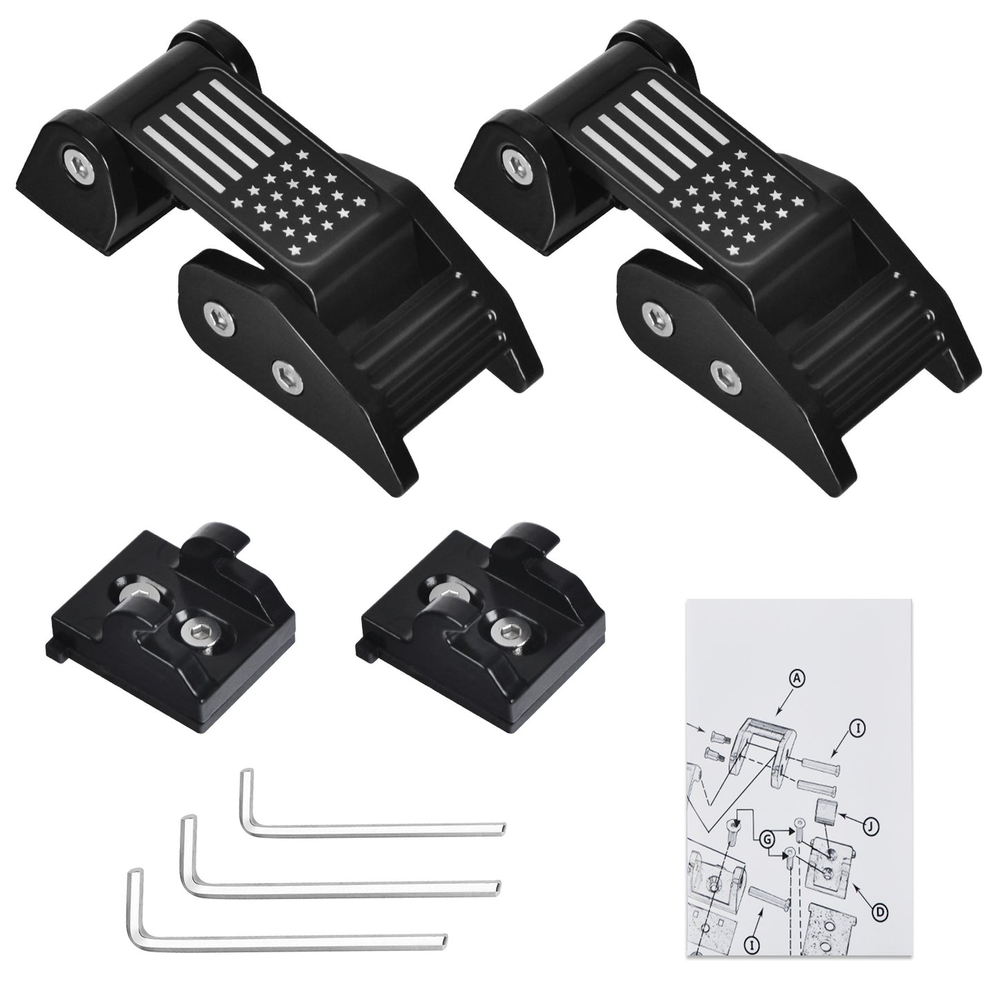 Aluminum Hood Latches Catch Kit for 1997-2006 Jeep Wrangler TJ