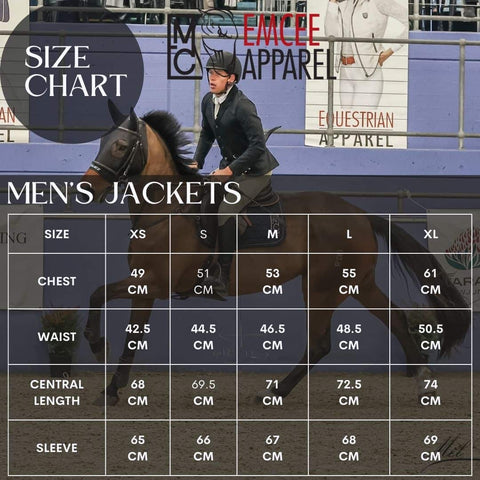 Sizing chart for men's jackets