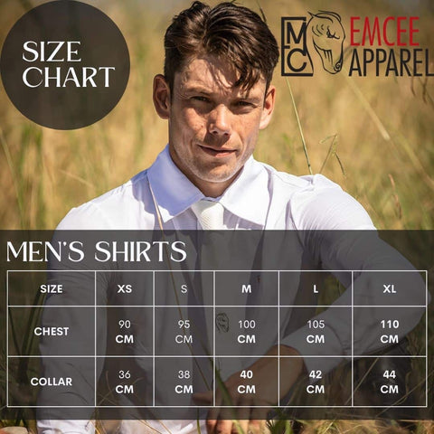 Sizing chart for men's shirts