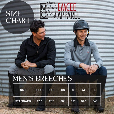 Sizing chart for men's breeches